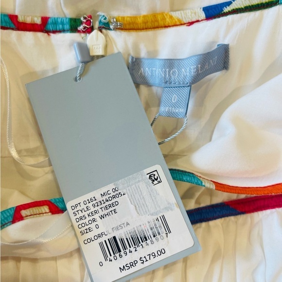 Antonio Melani Keri Cotton Voile V-Neck Sleeveless A-Line Dress NWT White - Picture 14 of 15